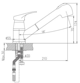 Смеситель для кухни Haiba HB6013 с выдвижной лейкой хром